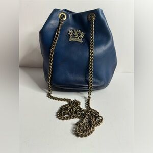 Pratesi Pienza chain Leather Bucket Bag in blue